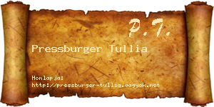 Pressburger Tullia névjegykártya